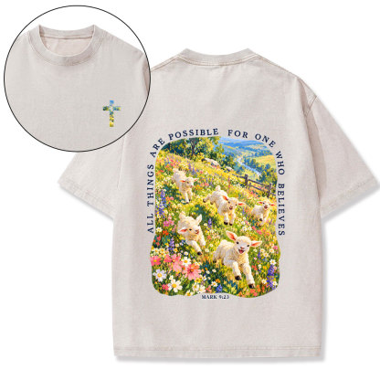 All Things Are Possible For One Who Believe Christian Washed T-Shirt