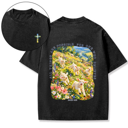 All Things Are Possible For One Who Believe Christian Washed T-Shirt