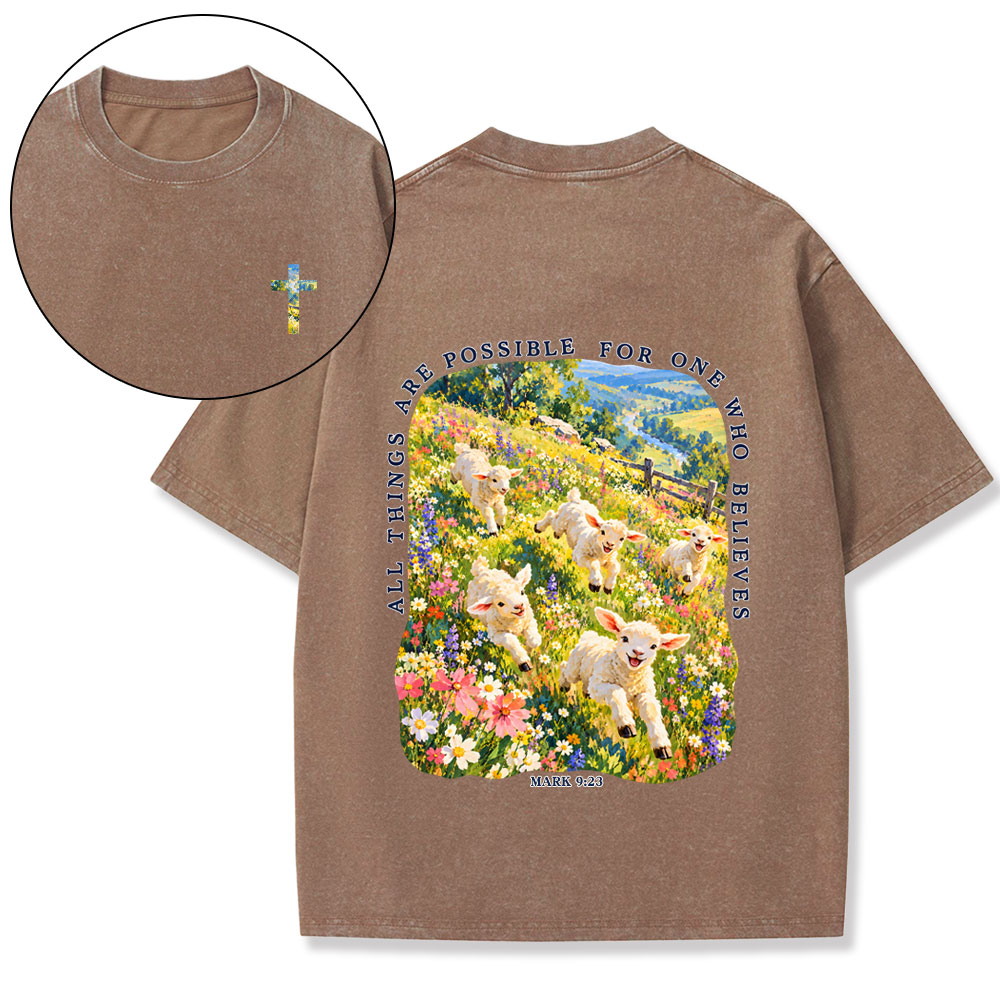All Things Are Possible For One Who Believe Christian Washed T-Shirt