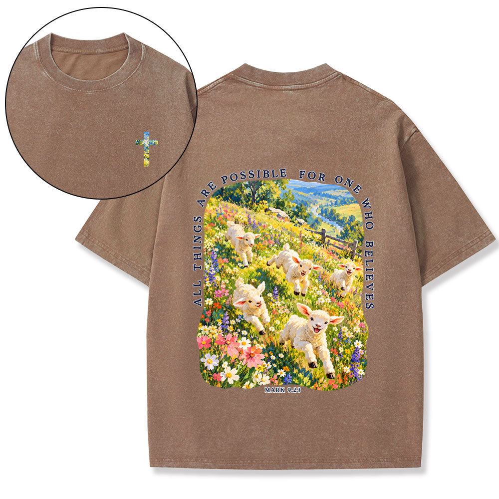 All Things Are Possible For One Who Believe Christian Washed T-Shirt