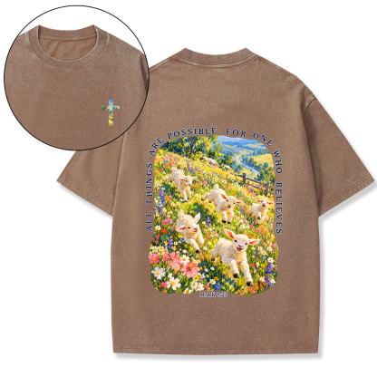 All Things Are Possible For One Who Believe Christian Washed T-Shirt