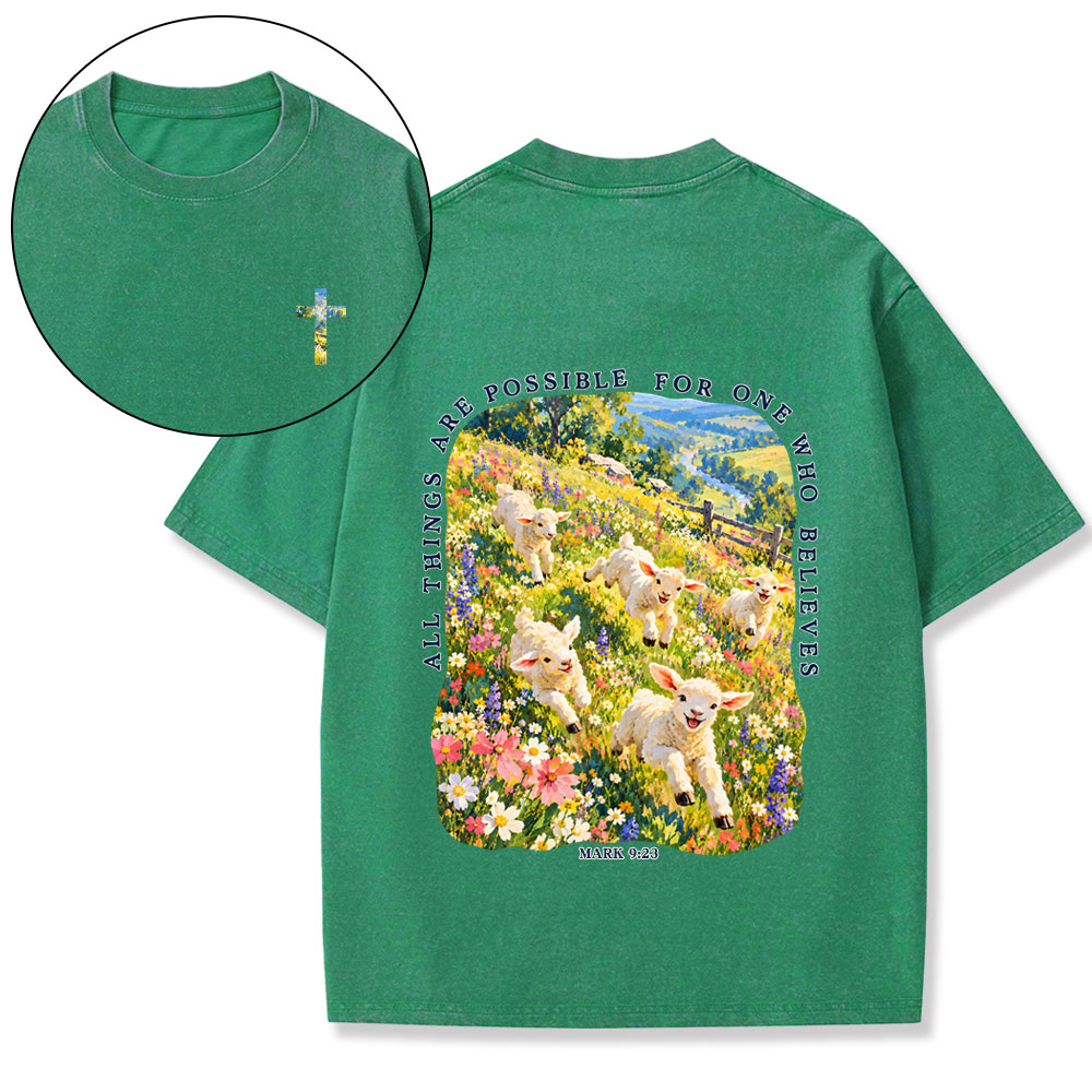 All Things Are Possible For One Who Believe Christian Washed T-Shirt
