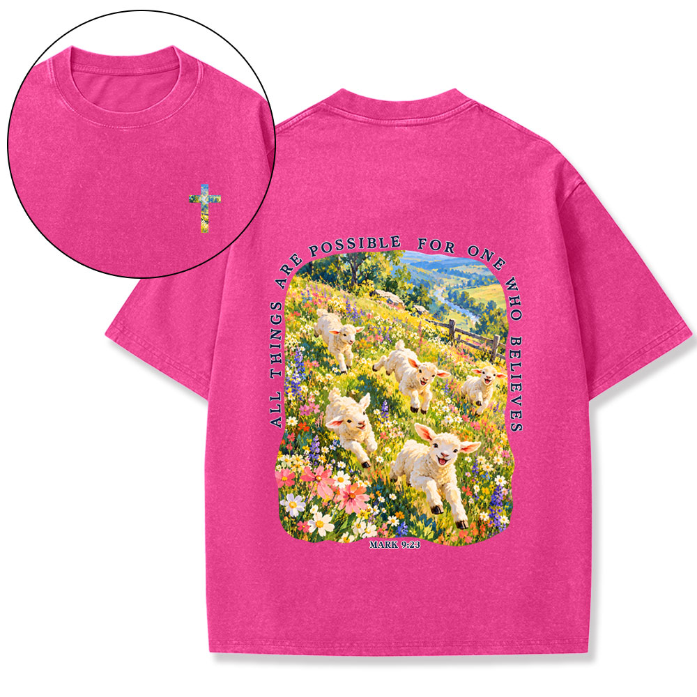 All Things Are Possible For One Who Believe Christian Washed T-Shirt