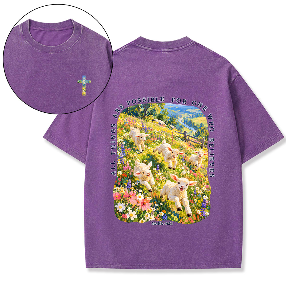 All Things Are Possible For One Who Believe Christian Washed T-Shirt