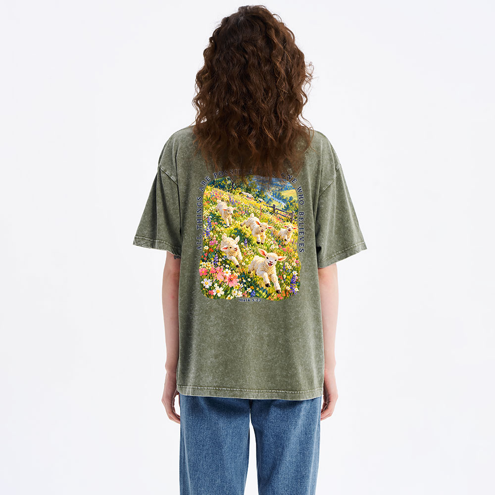 All Things Are Possible For One Who Believe Christian Washed T-Shirt