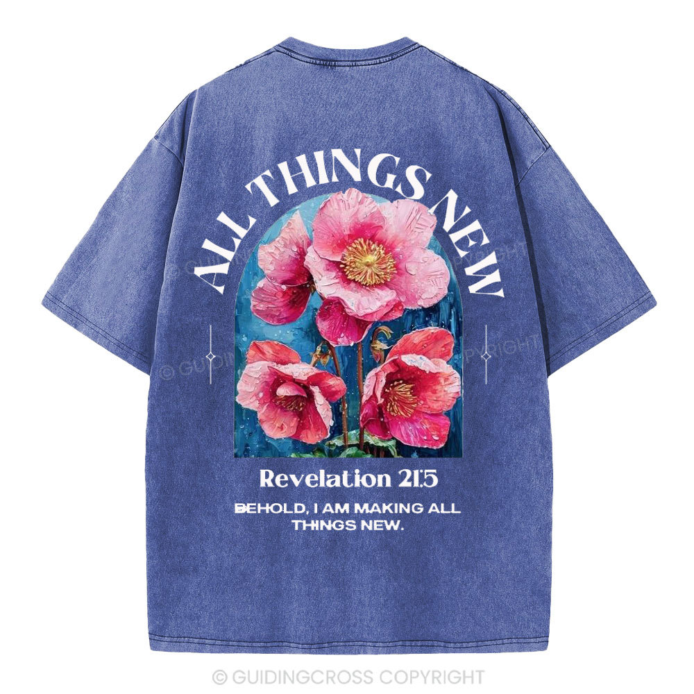 All Things New Behold  Christian Washed T-Shirt