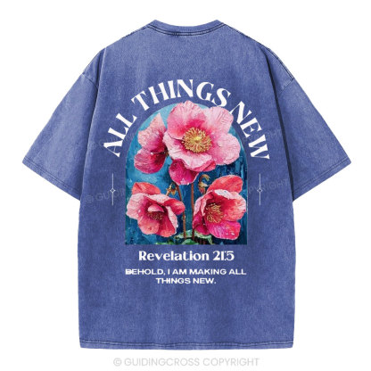 All Things New Behold  Christian Washed T-Shirt
