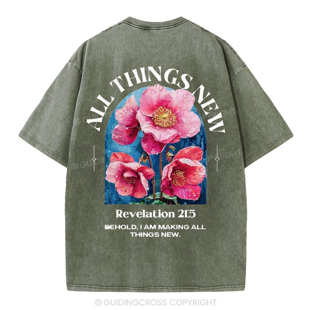 All Things New Behold  Christian Washed T-Shirt