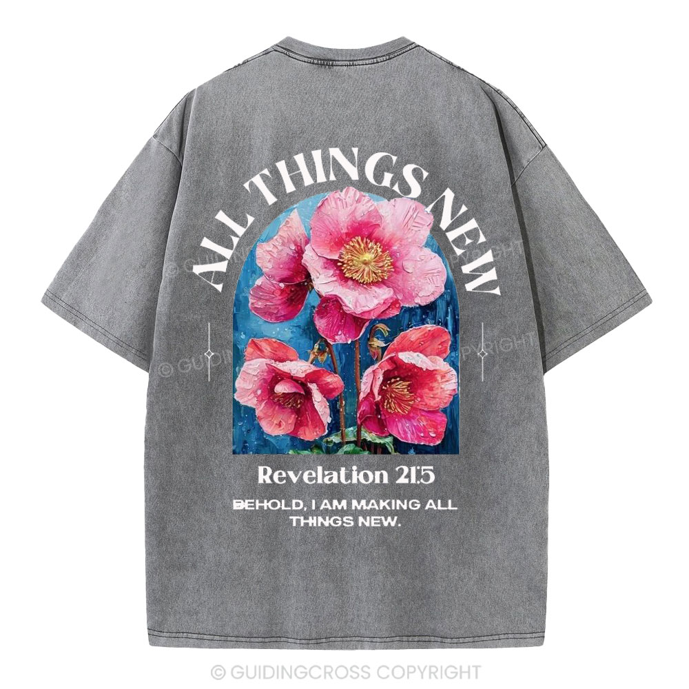 All Things New Behold  Christian Washed T-Shirt