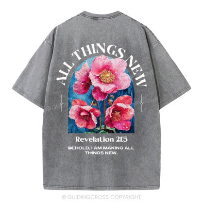 All Things New Behold  Christian Washed T-Shirt