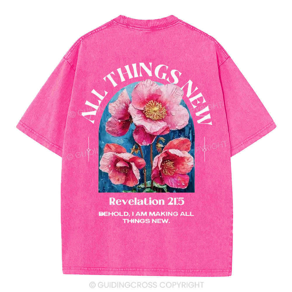 All Things New Behold  Christian Washed T-Shirt