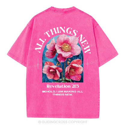 All Things New Behold  Christian Washed T-Shirt