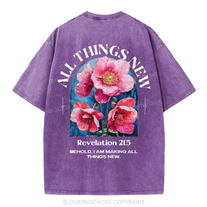 All Things New Behold  Christian Washed T-Shirt