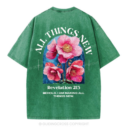 All Things New Behold  Christian Washed T-Shirt