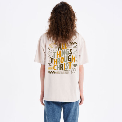 All Things Through Christ Christian Washed T-Shirt