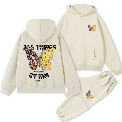 All Things Were Made By Him Christian Premium Fleece Hoodie Set