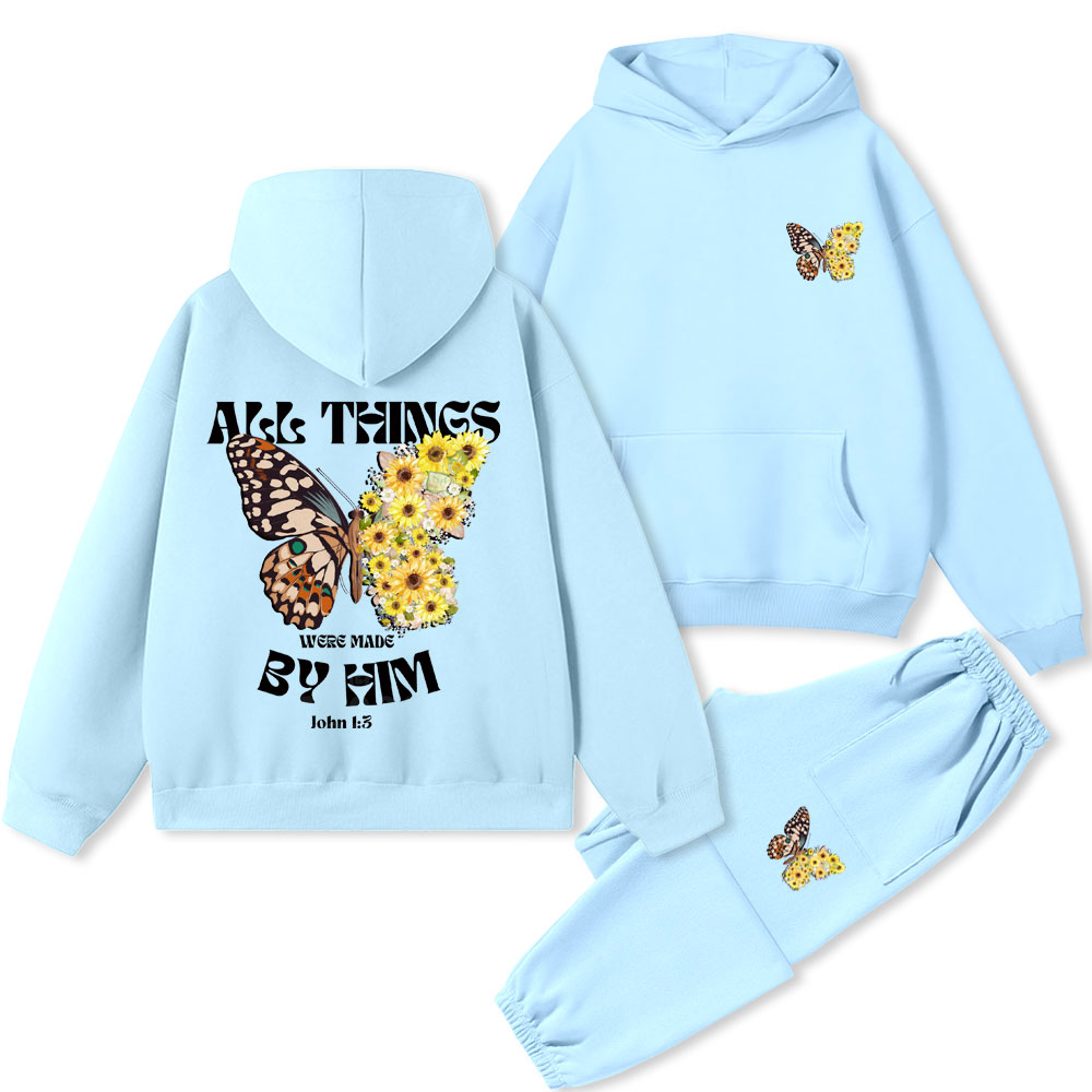 All Things Were Made By Him Christian Premium Fleece Hoodie Set