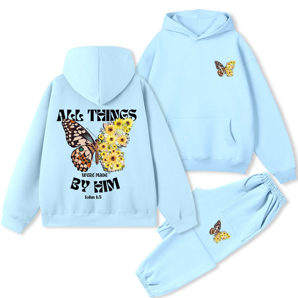 All Things Were Made By Him Christian Premium Fleece Hoodie Set