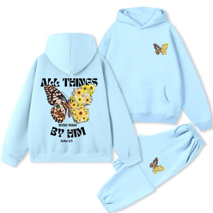 All Things Were Made By Him Christian Premium Fleece Hoodie Set