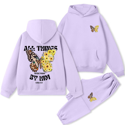 All Things Were Made By Him Christian Premium Fleece Hoodie Set