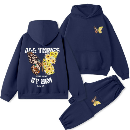 All Things Were Made By Him Christian Premium Fleece Hoodie Set
