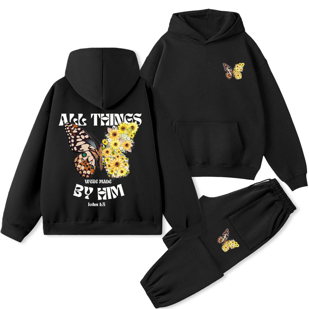All Things Were Made By Him Christian Premium Fleece Hoodie Set