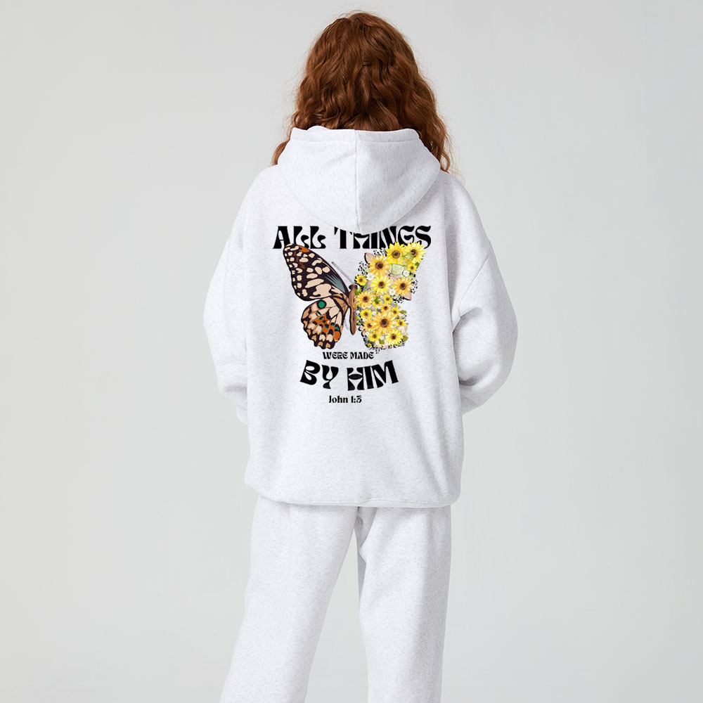 All Things Were Made By Him Christian Premium Fleece Hoodie Set