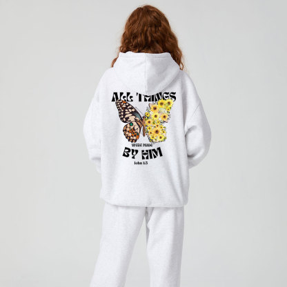 All Things Were Made By Him Christian Premium Fleece Hoodie Set