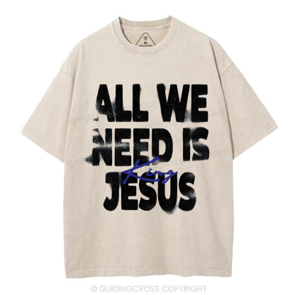 All We Need Is Jesus Christian Washed T-Shirt