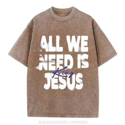 All We Need Is Jesus Christian Washed T-Shirt