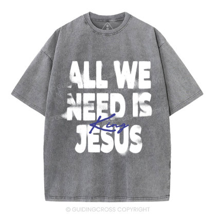 All We Need Is Jesus Christian Washed T-Shirt