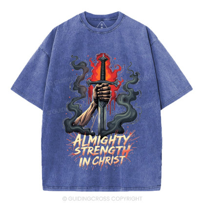 Almighty Strength In Christ Christian Washed T-Shirt