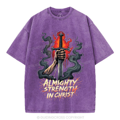 Almighty Strength In Christ Christian Washed T-Shirt