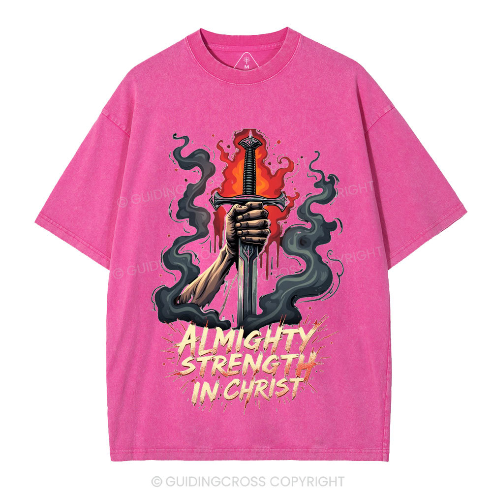 Almighty Strength In Christ Christian Washed T-Shirt