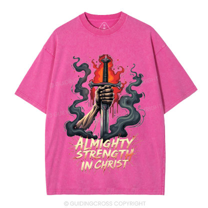 Almighty Strength In Christ Christian Washed T-Shirt