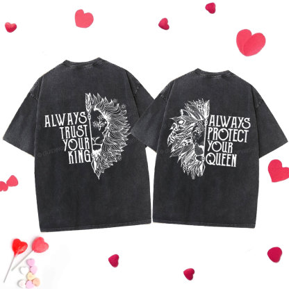 Personalized Always Trust Your King Christian Couple Washed T-Shirt