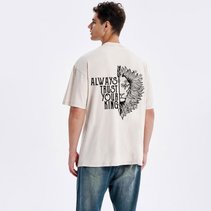 Personalized Always Trust Your King Christian Couple Washed T-Shirt