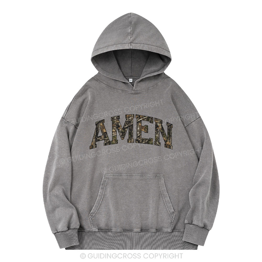 Amen Camouflage Christian Washed Hoodie