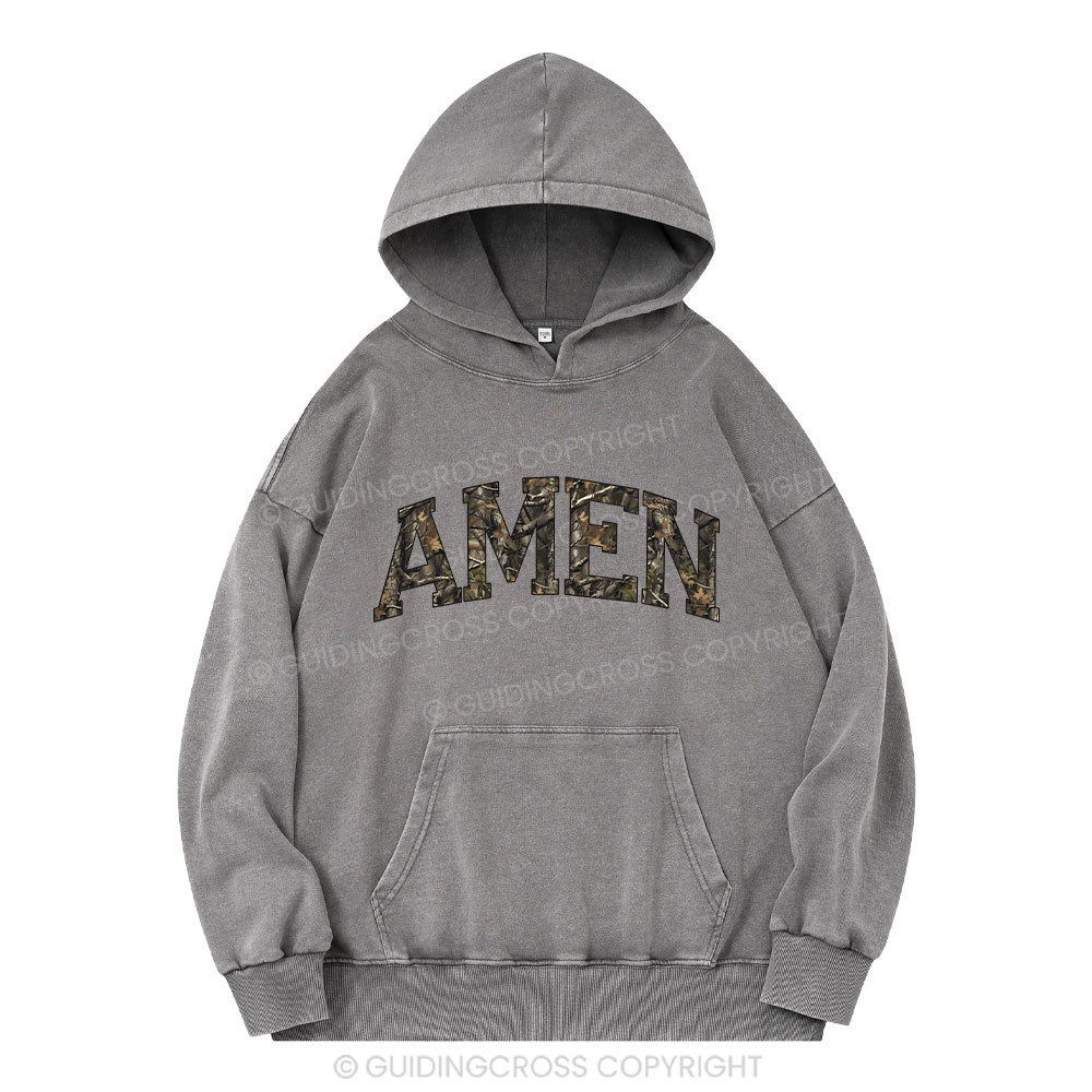 Amen Camouflage Christian Washed Hoodie