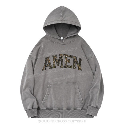 Amen Camouflage Christian Washed Hoodie