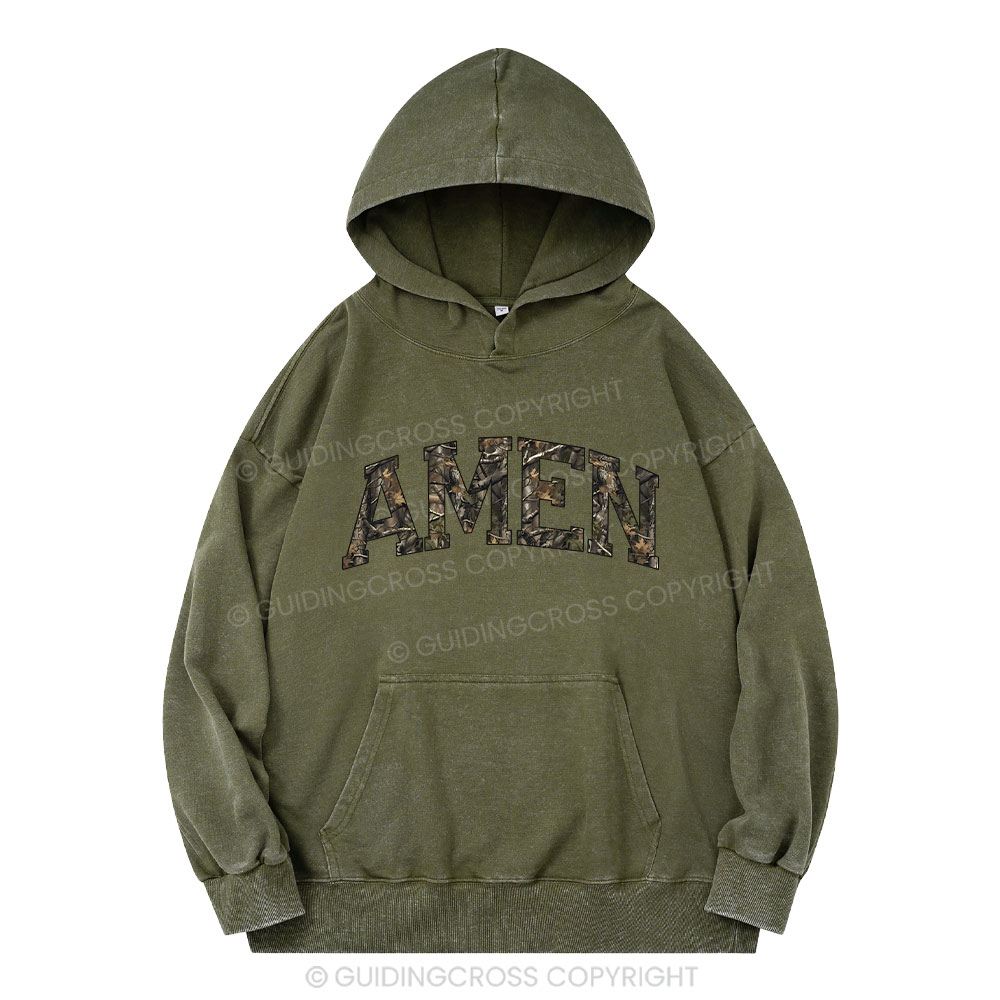 Amen Camouflage Christian Washed Hoodie