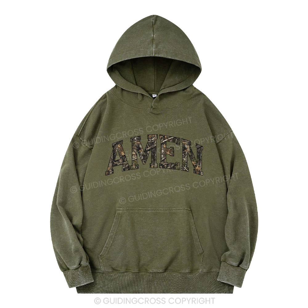 Amen Camouflage Christian Washed Hoodie