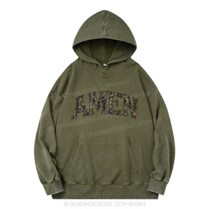 Amen Camouflage Christian Washed Hoodie
