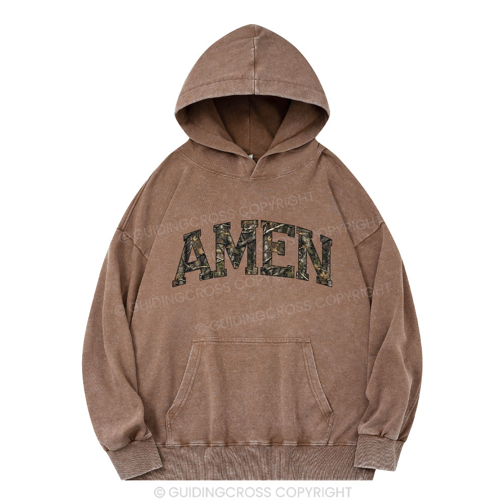 Amen Camouflage Christian Washed Hoodie