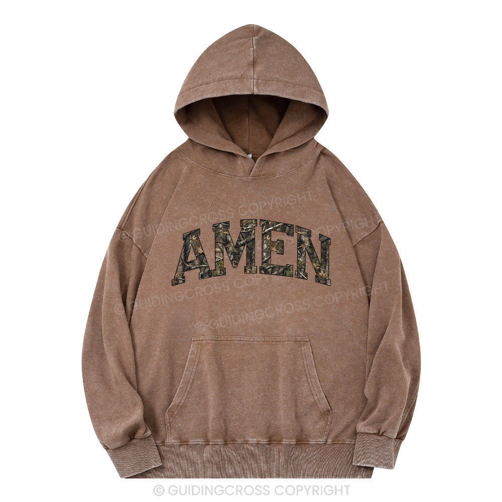 Amen Camouflage Christian Washed Hoodie