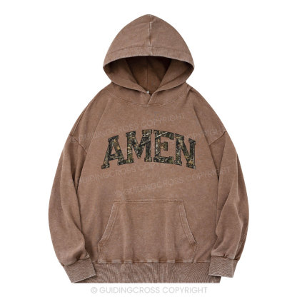 Amen Camouflage Christian Washed Hoodie