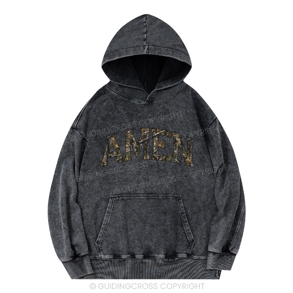 Amen Camouflage Christian Washed Hoodie