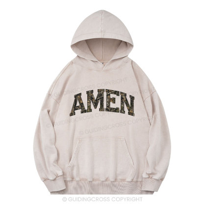 Amen Camouflage Christian Washed Hoodie