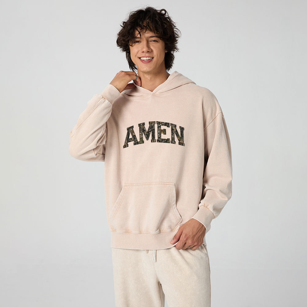 Amen Camouflage Christian Washed Hoodie