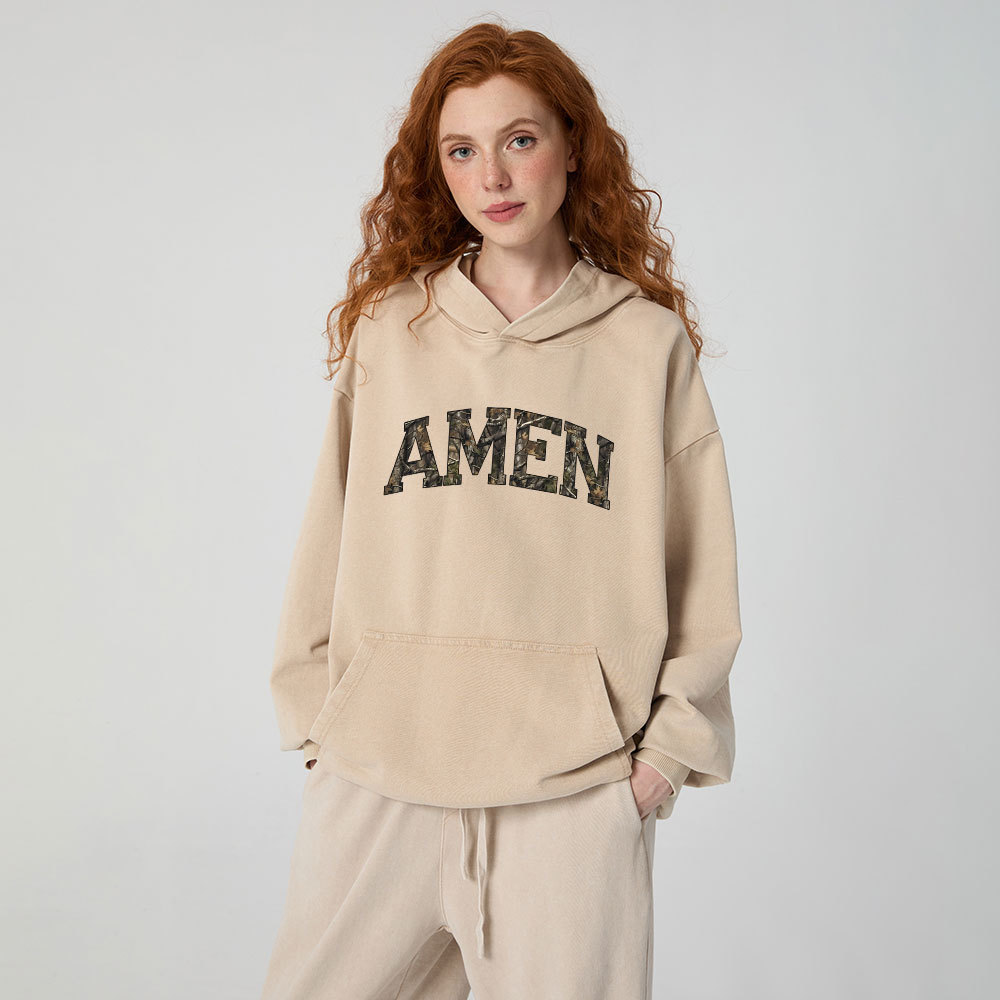 Amen Camouflage Christian Washed Hoodie